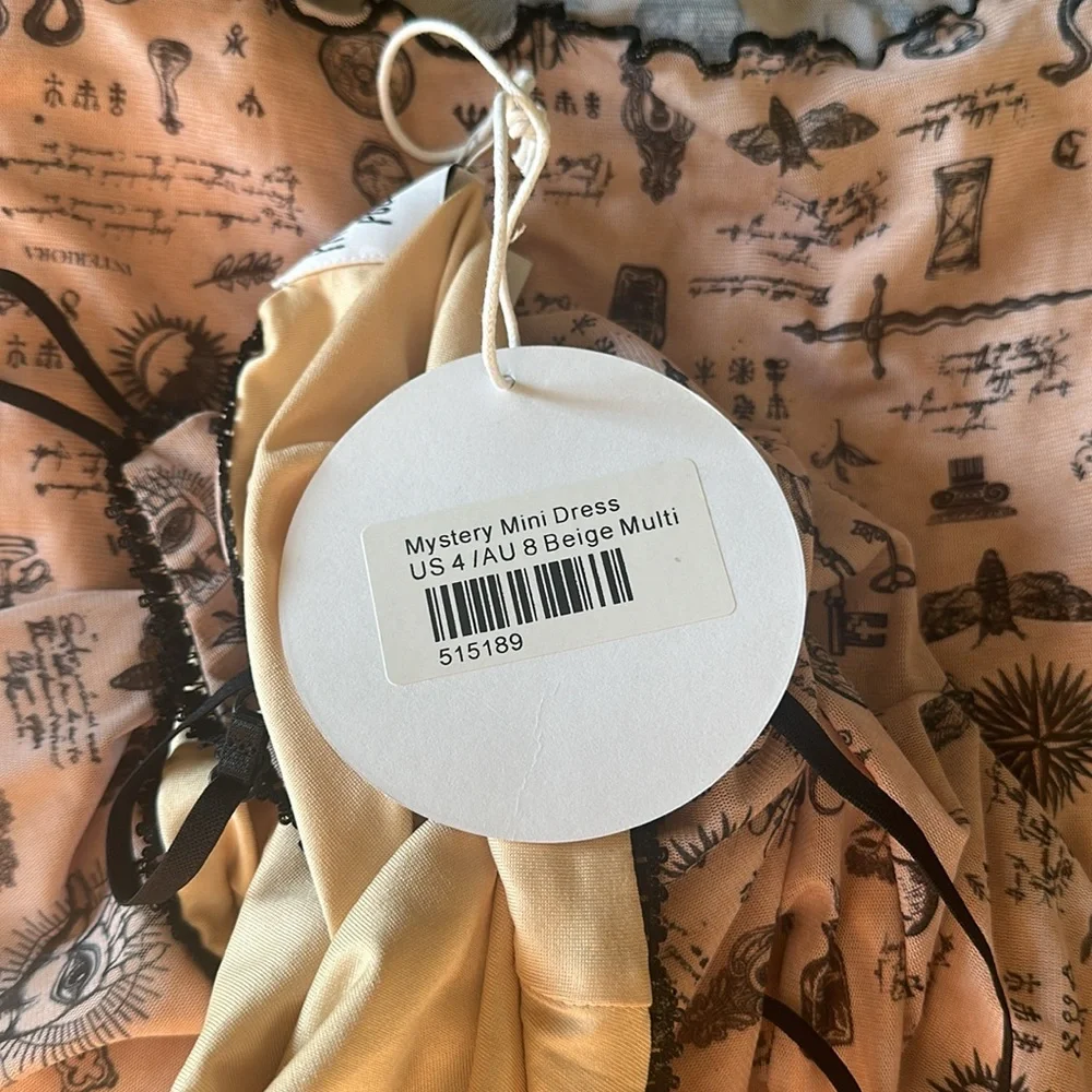 Princess Polly Mystery Mini Mesh Lined Spaghetti Strap Slip Horoscope Key Print - Picture 7 of 15